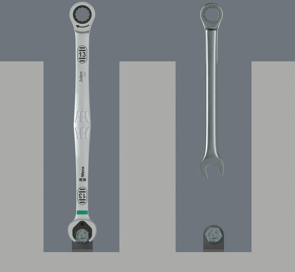 WERA Maulringratschenschlüssel 6007 Joker SW 10 mm – Extra langer Knarrenringmaulschlüssel mit Haltefunktion