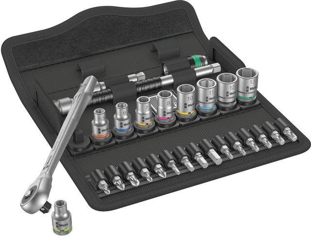 WERA Steckschlüsselsatz 8100 SA 7 Zyklop 28-tlg. 1/4 Zoll SW 5-13 mm mit 76-Zahn-Knarre