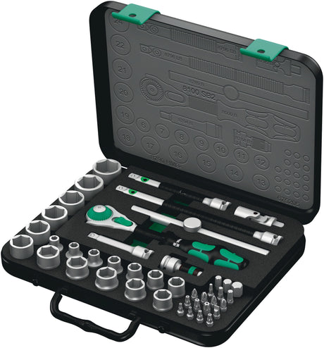 WERA Steckschlüsselsatz 8100 SB2 Zyklop 43-teilig 3/8 Zoll SW 6-24 mm mit 72 Zähnen