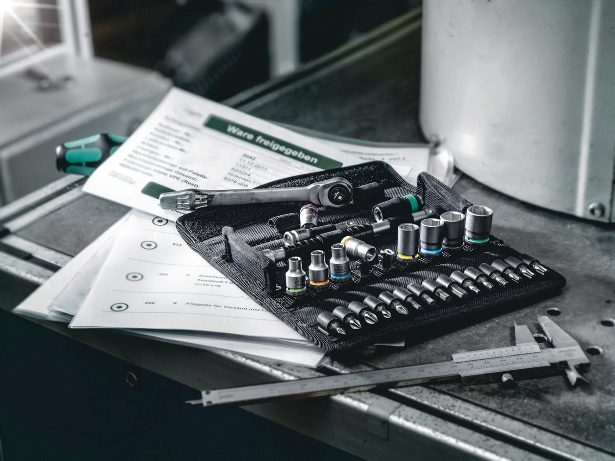 WERA Steckschlüsselsatz 8100 SA 7 Zyklop 28-tlg. 1/4 Zoll SW 5-13 mm mit 76-Zahn-Knarre