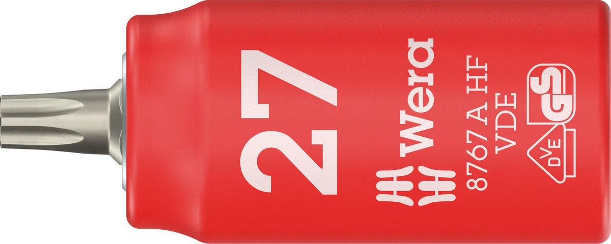 WERA Steckschlüsseleinsatz 8767 A VDE HF 1/4 Zoll TX 10, 36 mm – Isoliert, mit Haltefunktion