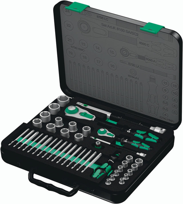 Wera Steckschlüsselsatz 8100 SA/SC 2 Zyklop 43-teilig 1/4 + 1/2 Zoll SW 4-24 mm