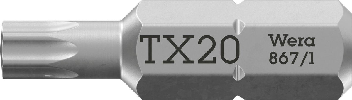 Wera Bit 867/1 Z TX6 TORX® 25 mm 1/4"-Sechskant CV-Molybdän zähhart 10 Stück
