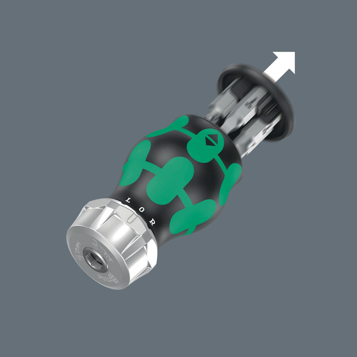 WERA Magazinbithalter KK Stubby mit 6 BiTorsion Bits, Ratschenfunktion und Bit-Magazin