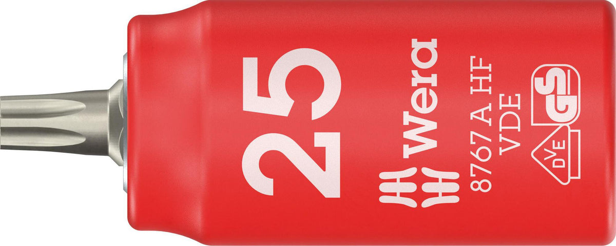 WERA Steckschlüsseleinsatz 8767 A VDE HF 1/4 Zoll TX 10, 36 mm – Isoliert, mit Haltefunktion
