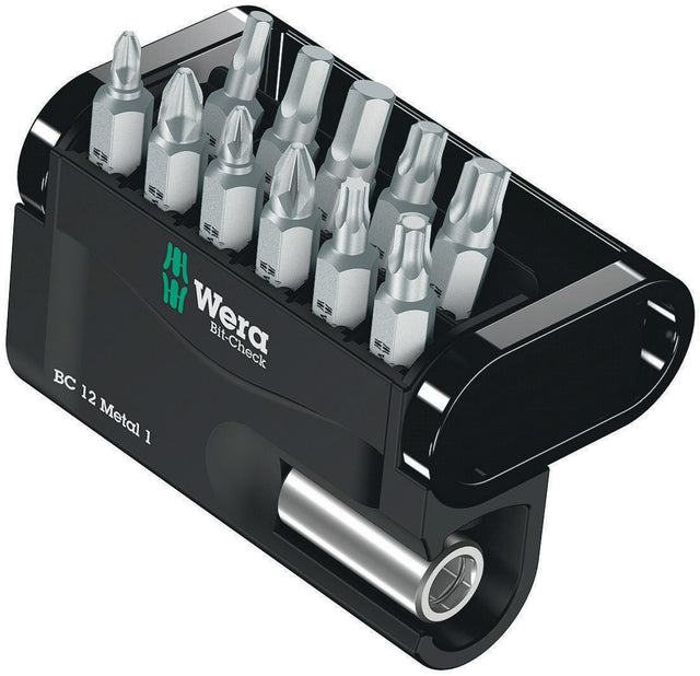 WERA Bit-Check 12 Metal 1 Bitsortiment 12-teilig PH/PZD/TX/Hex mit Bithalter