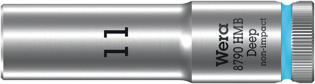 WERA Steckschlüsseleinsatz 8790 HMB Deep 3/8 Zoll 11 mm – Take it easy Farbkennzeichnung, Chrom-Vanadium