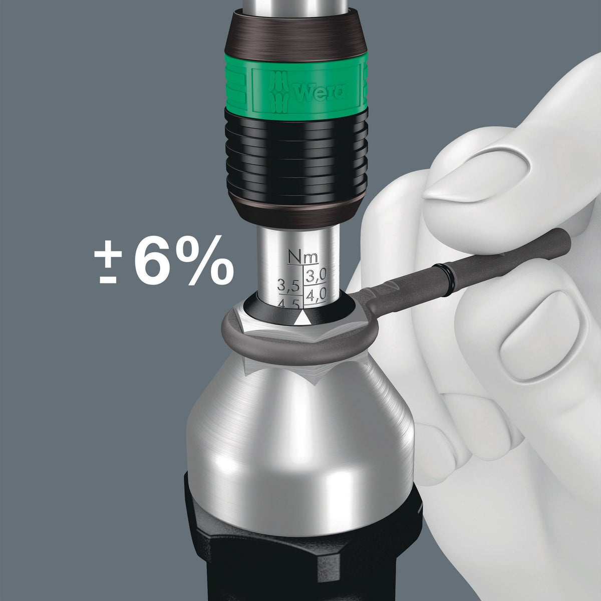 WERA Drehmomentschraubendreher 7442, 3-6 Nm, Rapidaptor, Kraftform-Pistolengriff