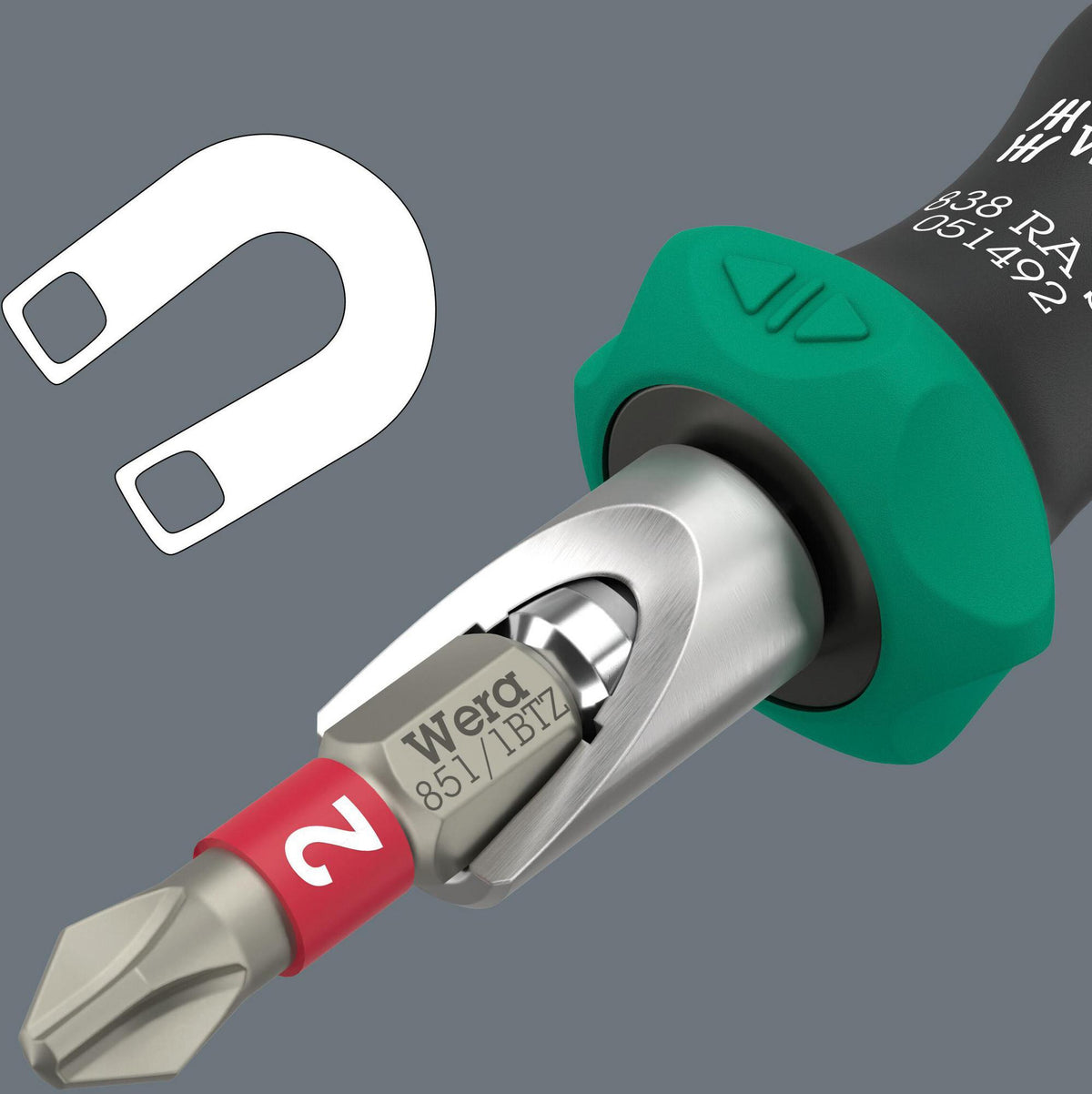 WERA Bithandhalter 838 RA S 1/4 Zoll Komfort Plus Griff mit integrierter Ratsche