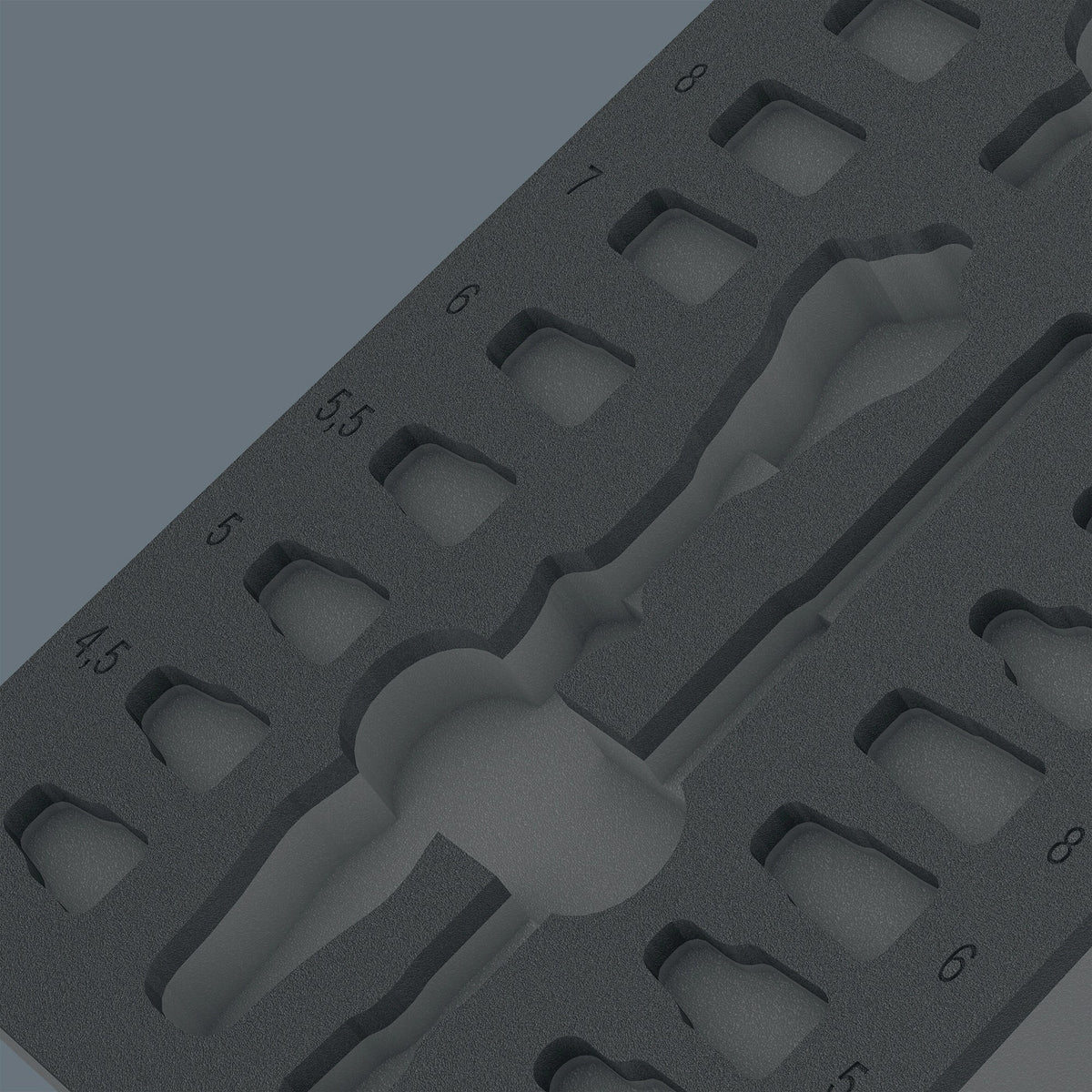 WERA Schaumstoffeinlage leer – Ersatz für 9720, 2-farbig, 172 x 30 x 392 mm