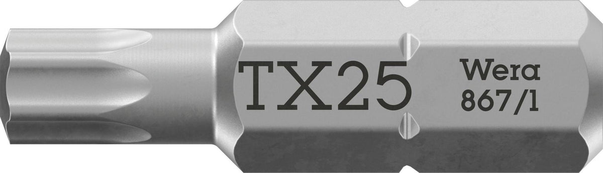 Wera Bit 867/1 Z TX6 TORX® 25 mm 1/4"-Sechskant CV-Molybdän zähhart 10 Stück