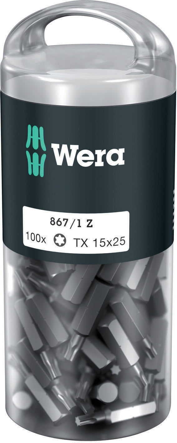 WERA Bitgroßpackung 851/1 Z PH 2, 100 Stück, 1/4 Zoll, 25 mm, DIN ISO 1173