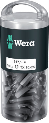 WERA Bitgroßpackung 851/1 Z PH 2, 100 Stück, 1/4 Zoll, 25 mm, DIN ISO 1173