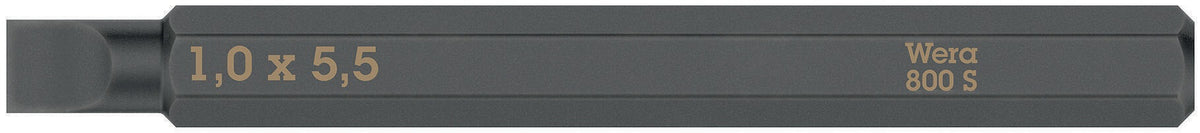 WERA Bit 800 S für Schlitzschrauben 4,0 mm x 70 mm, 1/4 Zoll C6,3, 5er-Pack