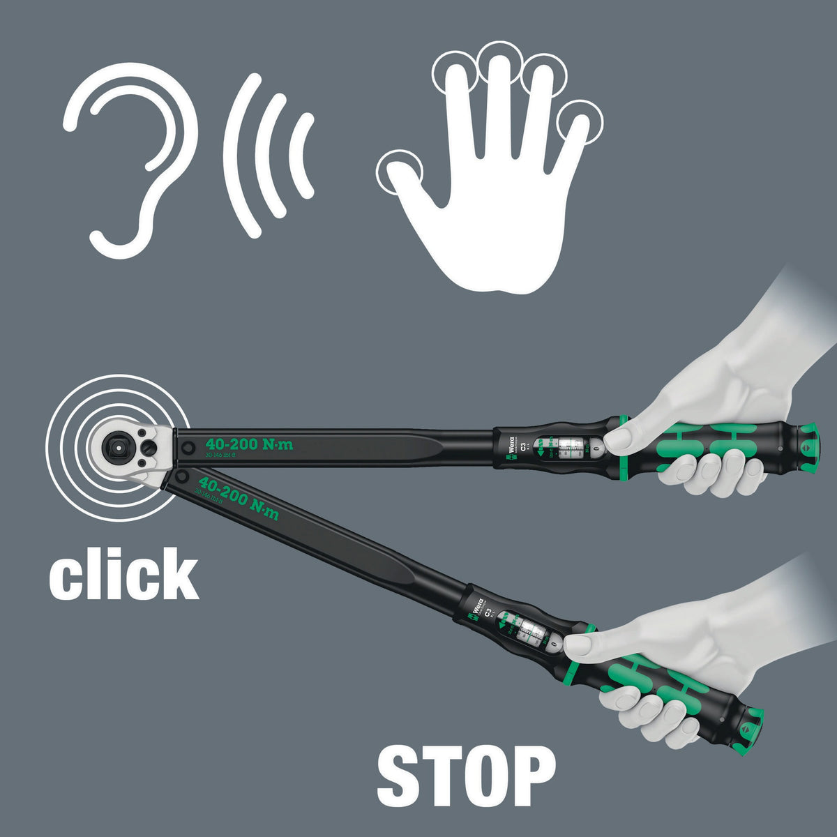 WERA Drehmomentschlüssel Click-Torque C 2 Push 1/2 Zoll 20-100 Nm