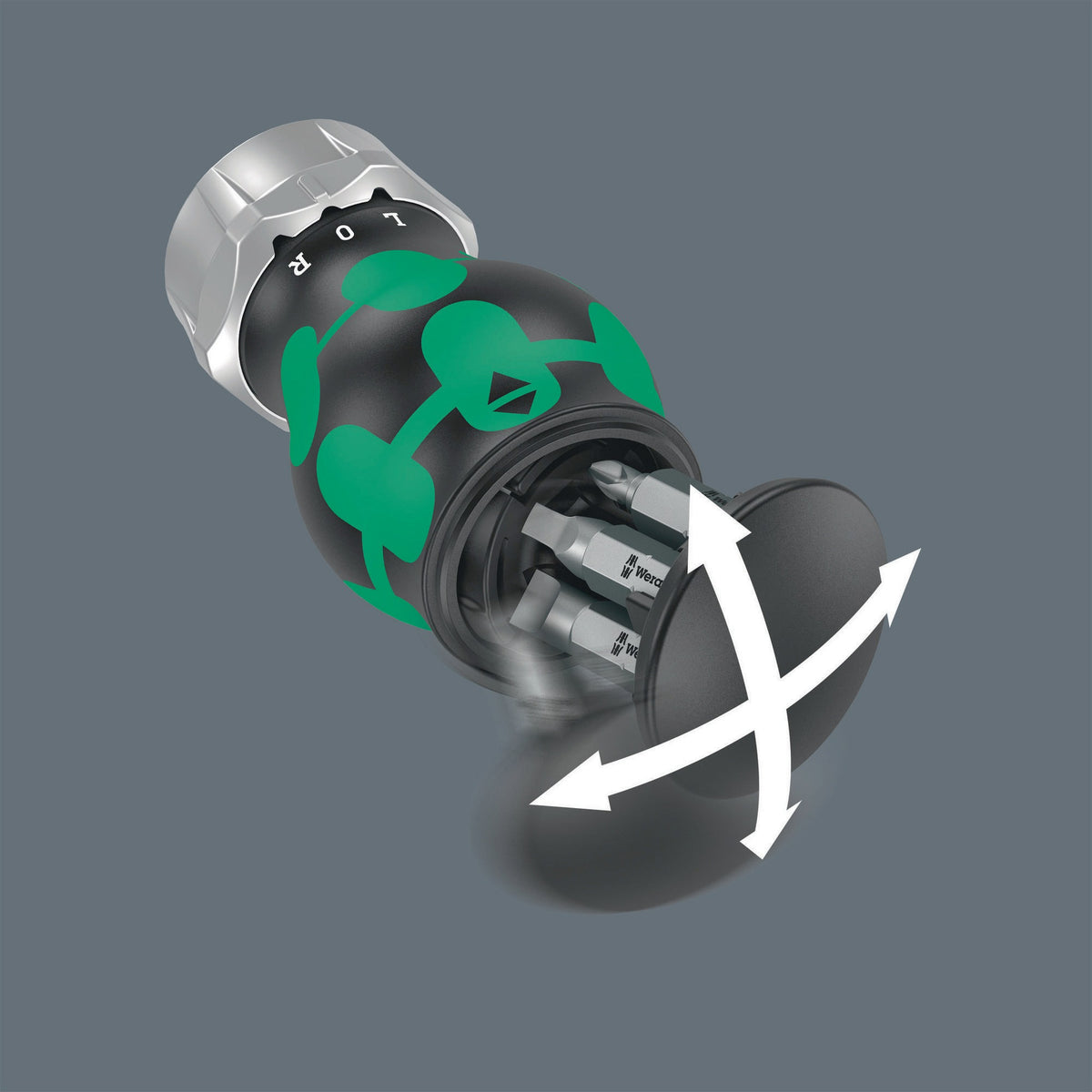 WERA Magazinbithalter KK Stubby mit 6 BiTorsion Bits, Ratschenfunktion und Bit-Magazin