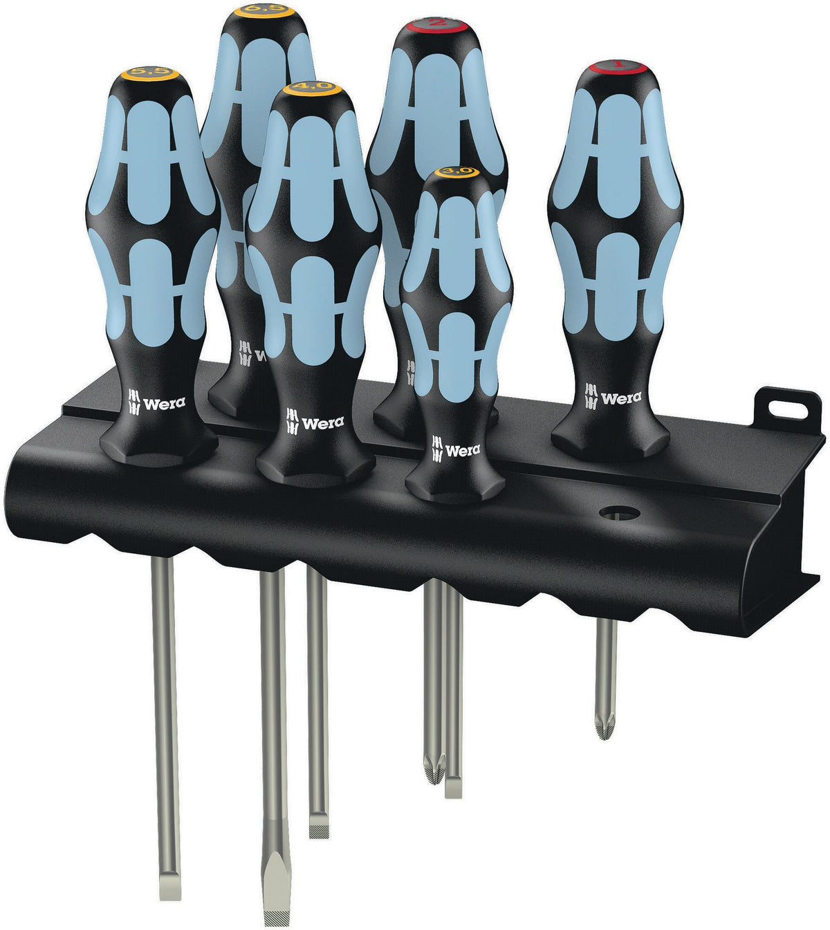 WERA Edelstahlschraubendrehersatz 334/6, 6-teilig, Schlitz/PH, Rundklinge, 2K-Griff