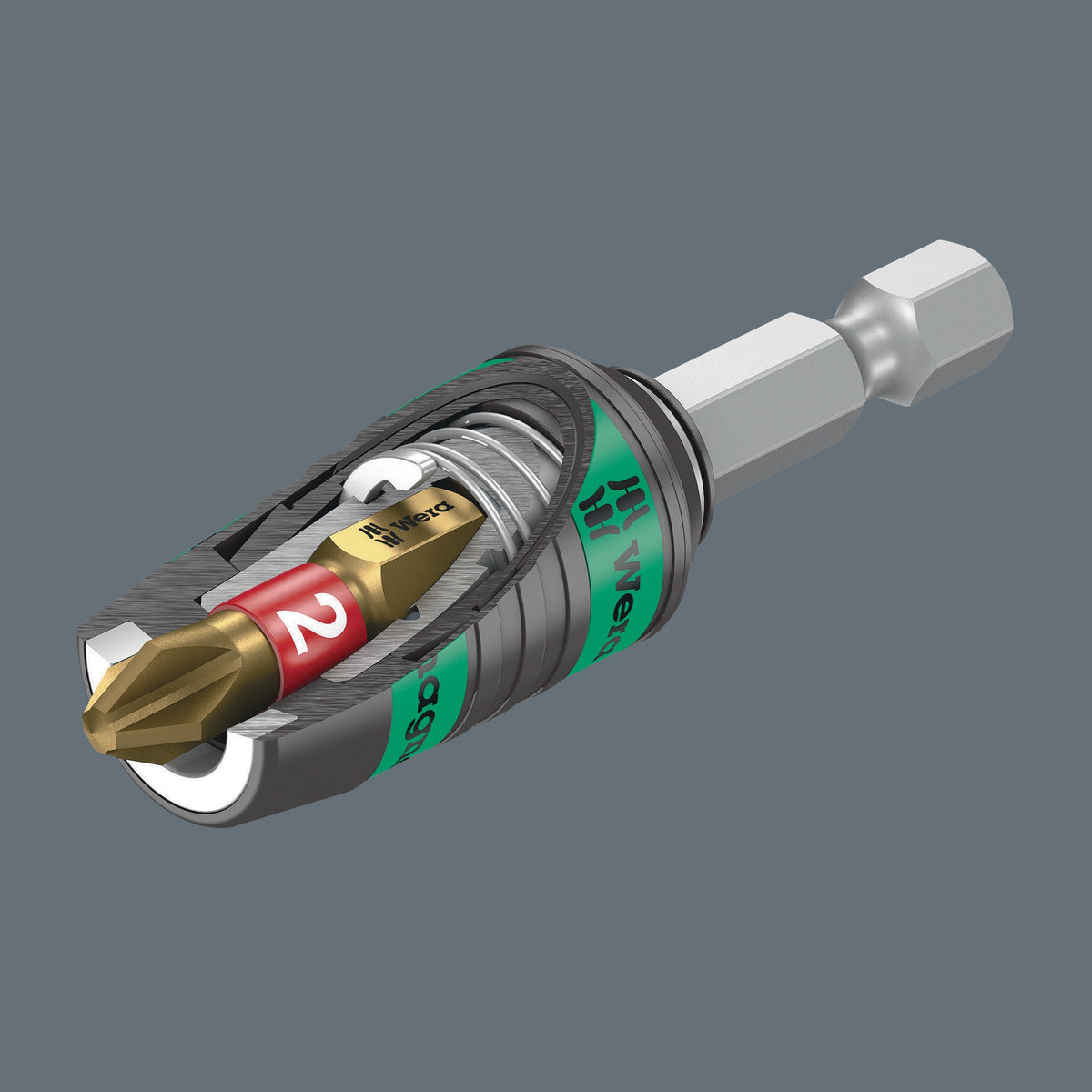WERA Bithalter 887/4 RR Rapidaptor mit Schnellwechselfutter und Dauerringmagnet, 1/4 Zoll, 57 mm