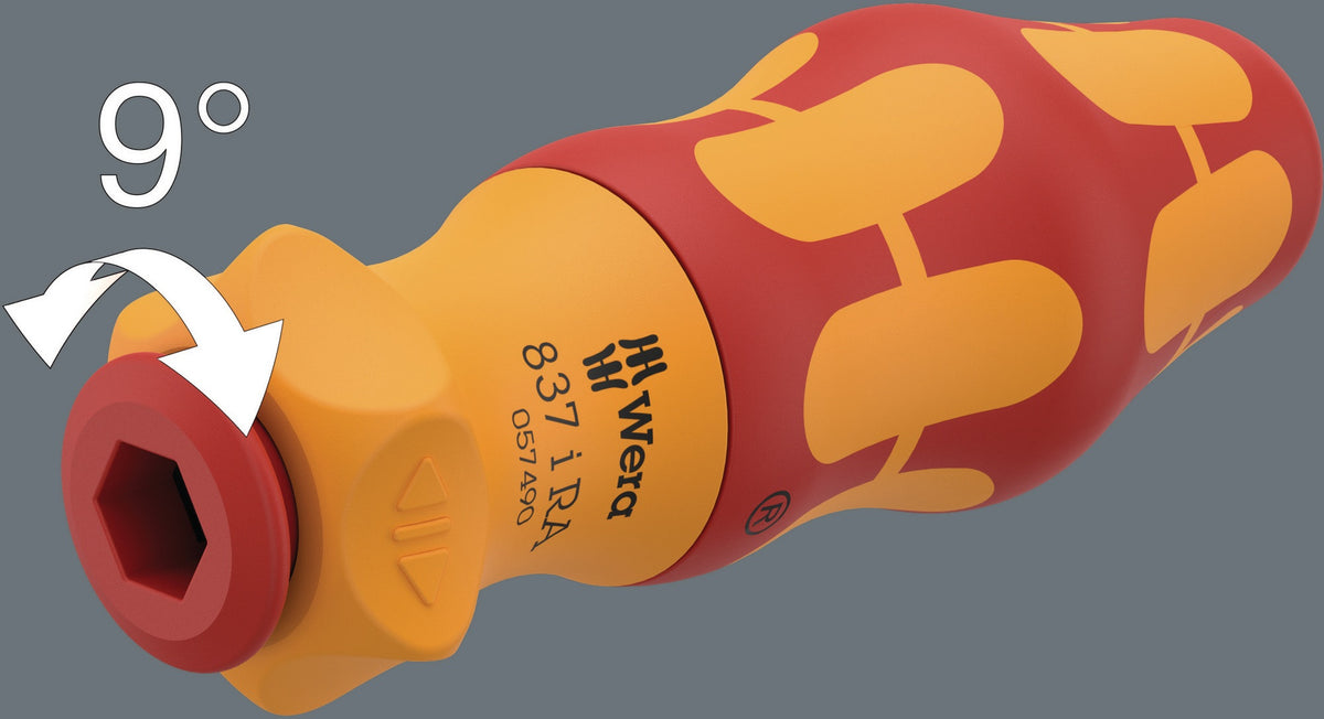 WERA Handhalter 837 i RA VDE mit Ratschenfunktion, 115 mm, 9 mm – Kraftform Kompakt