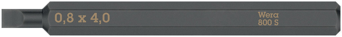 WERA Bit 800 S für Schlitzschrauben 4,0 mm x 70 mm, 1/4 Zoll C6,3, 5er-Pack