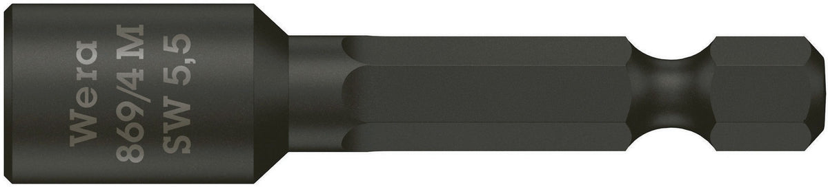 WERA Steckschlüsseleinsatz 869/4M mit 6-Kant-Antrieb SW 5,5 mm, 50 mm, Magnet