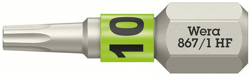 WERA Bit 867 TORX® HF 1/4 Zoll TX 10, 25 mm, mit Farbleitsystem, 10er-Pack