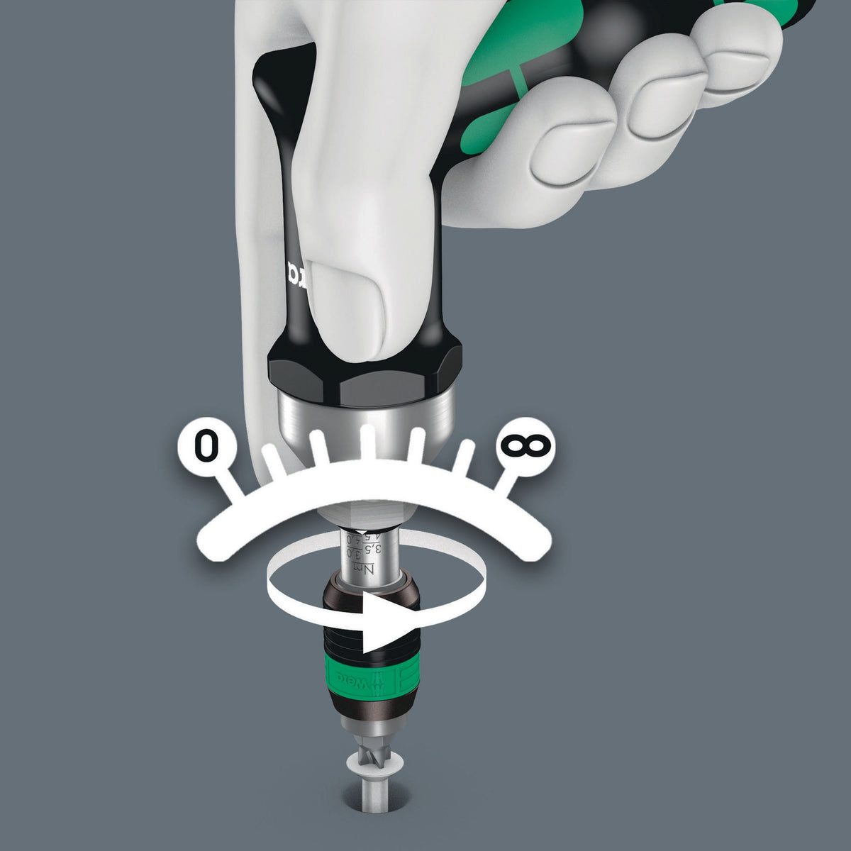 WERA Drehmomentschraubendreher 7442, 3-6 Nm, Rapidaptor, Kraftform-Pistolengriff