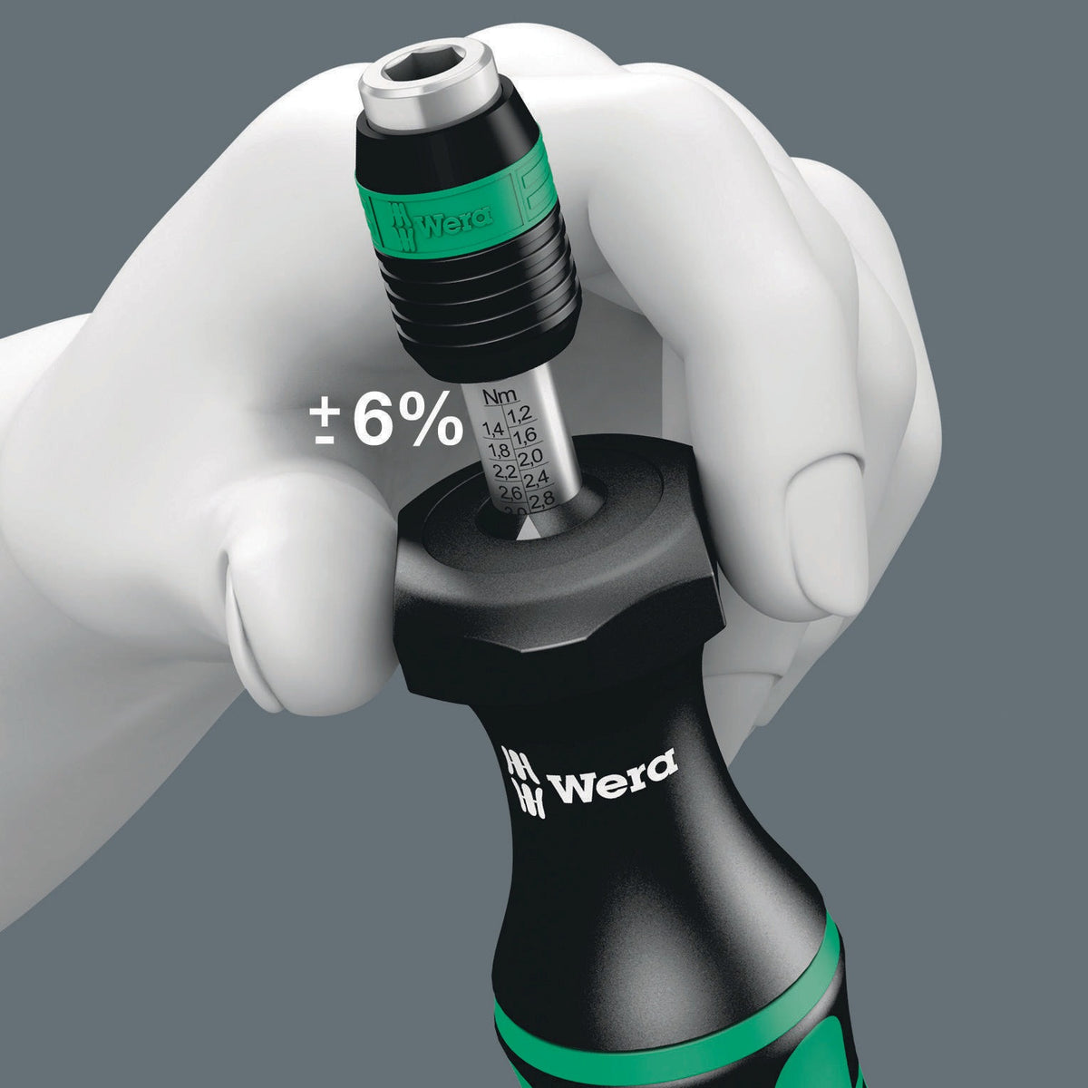 WERA Drehmomentschraubendreher 7440, 0,3-1,2 Nm, Rapidaptor-Schnellwechselfutter
