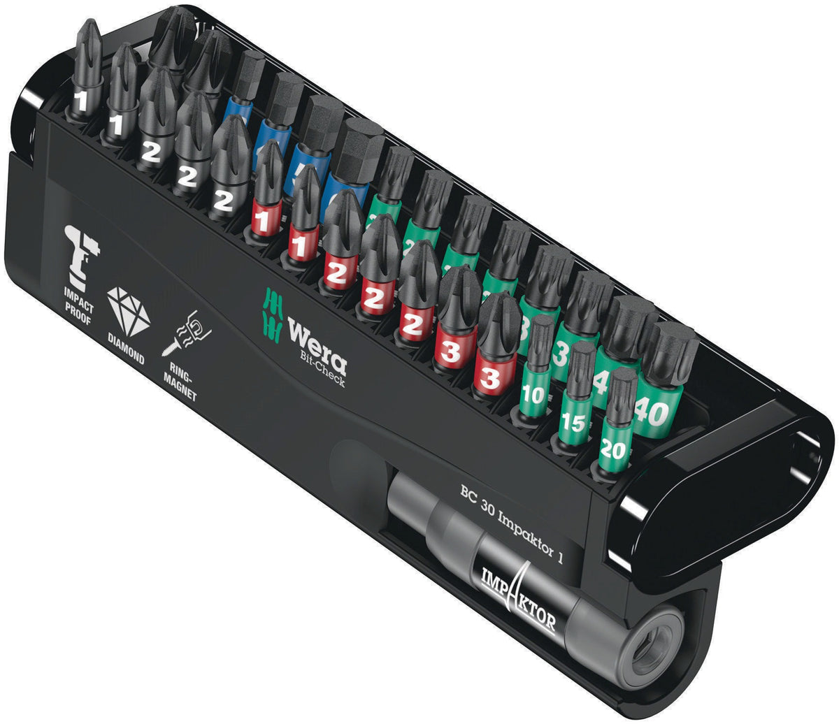 WERA Bit-Check 6 Impaktor 1 Bitsortiment 6-teilig PH/PZD/T für Impakt-Schrauber
