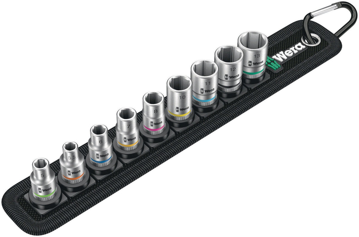 WERA Steckschlüsselsatz Belt 1 10-teilig 1/4 Zoll 4-13 mm für Außensechskant