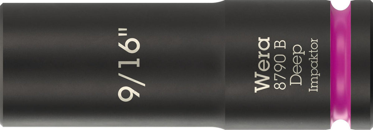 WERA Steckschlüsseleinsatz 8790 B Impaktor Deep 3/8 Zoll, 1 Zoll, 63 mm – Schlagschrauberfest