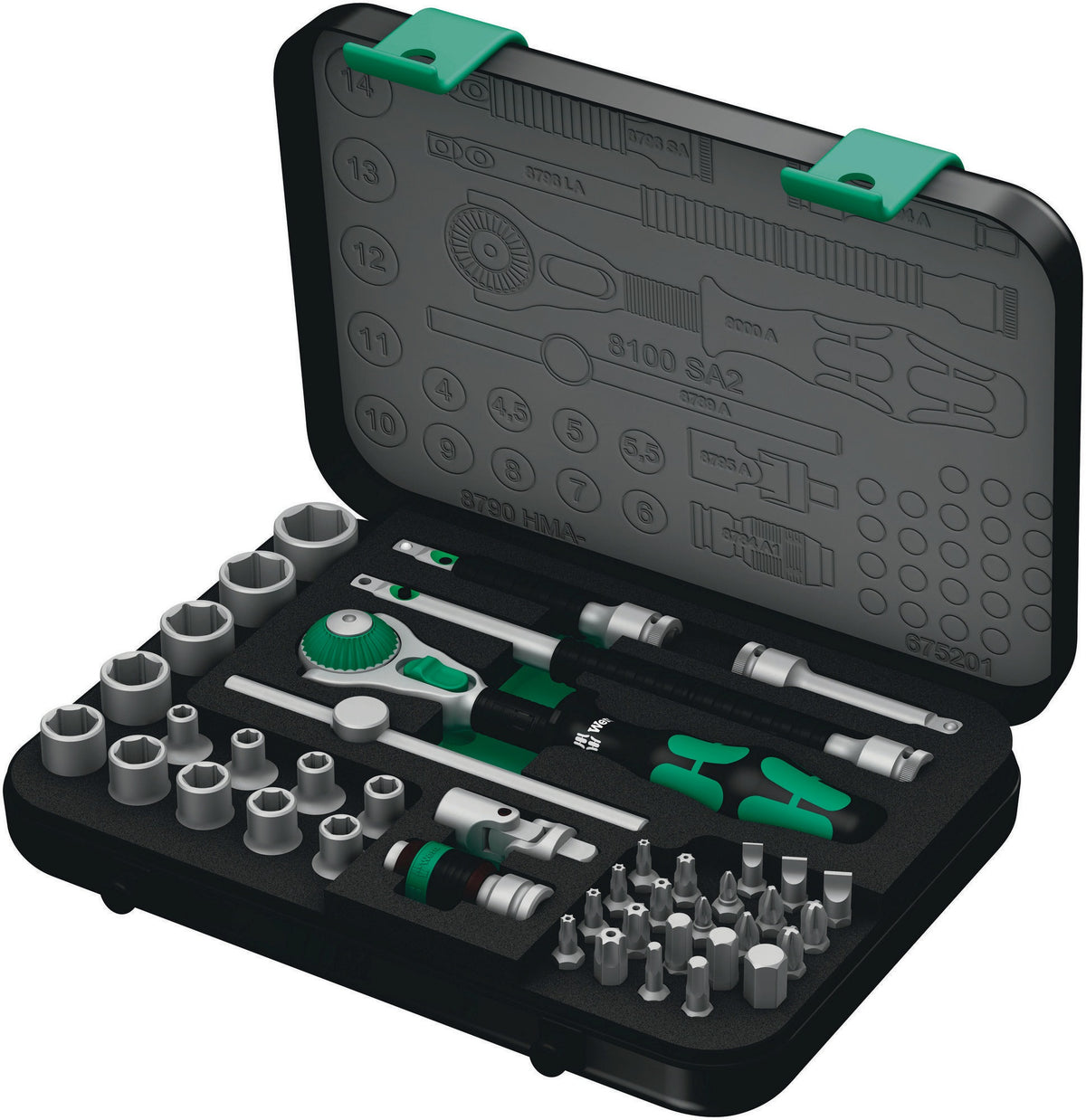 WERA Steckschlüsselsatz Zyklop Speed 42-teilig 1/4 Zoll SW 4-14 mm mit 72 Zähnen