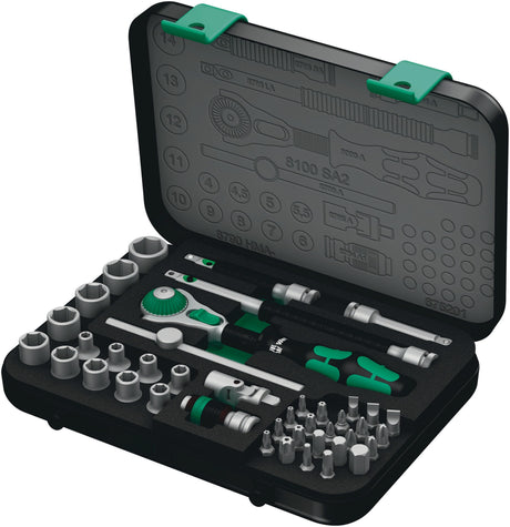 WERA Steckschlüsselsatz Zyklop Speed 42-teilig 1/4 Zoll SW 4-14 mm mit 72 Zähnen