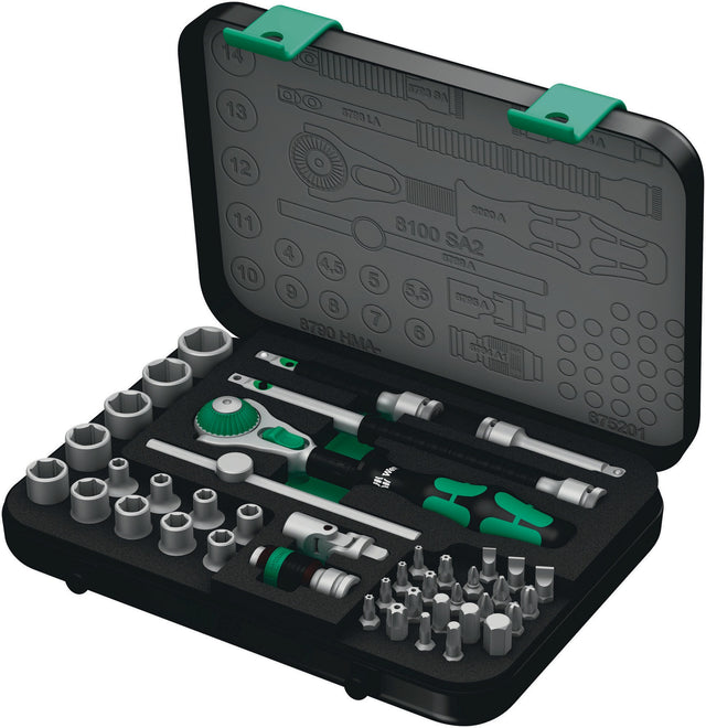 WERA Steckschlüsselsatz Zyklop Speed 42-teilig 1/4 Zoll SW 4-14 mm mit 72 Zähnen