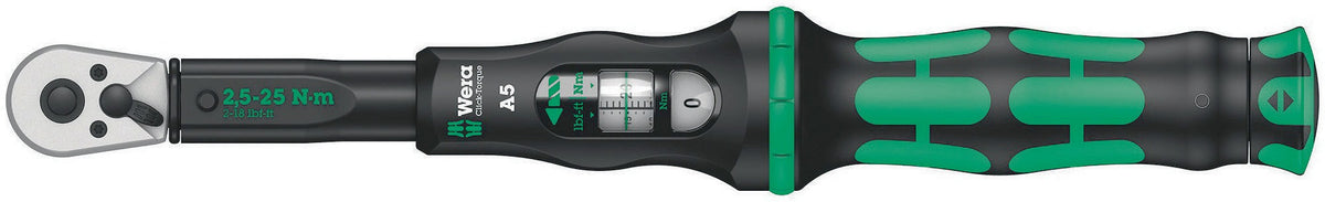 WERA Drehmomentschlüssel Click-Torque A 5 1/4 Zoll 2,5-25 Nm mit hör- und fühlbarem Auslösesignal