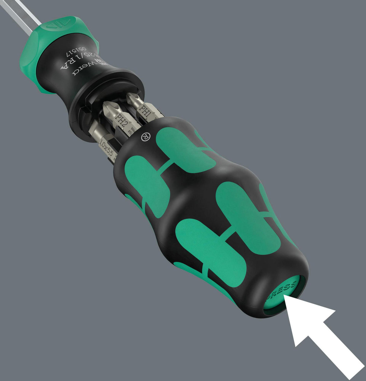 WERA Magazinbithalter KK27 RA 2 6-teilig Schlitz – Kraftform Handhalter mit integrierter Ratsche