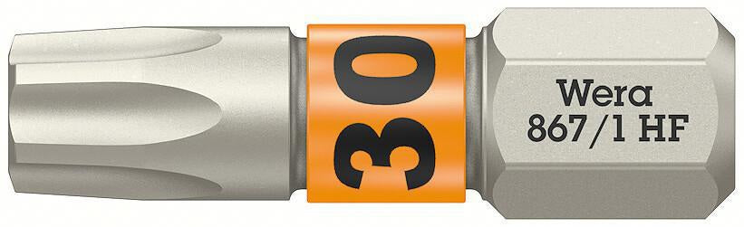 WERA Bit 867 TORX® HF 1/4 Zoll TX 10, 25 mm, mit Farbleitsystem, 10er-Pack