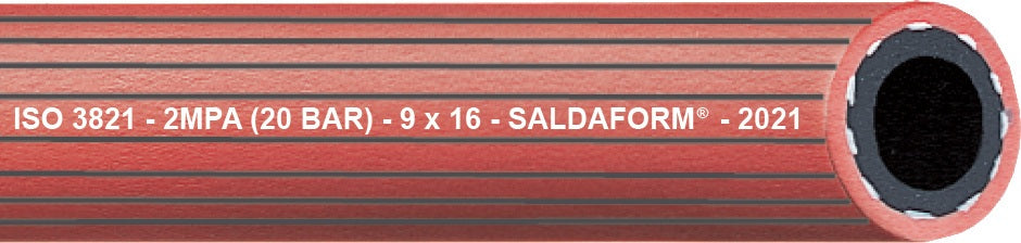 TEGUMA Acetylenschlauch SALDAFORM® Rot ID 6,3 mm – 50 m Rolle für Autogen-Schweißanwendungen