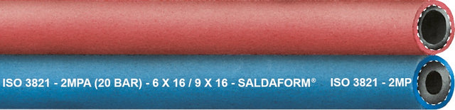 Zwillingsschlauch SALDAFORM® TEGUMA 50 m – für Acetylen und Sauerstoff, 20 bar, 6 mm Innen-Ø