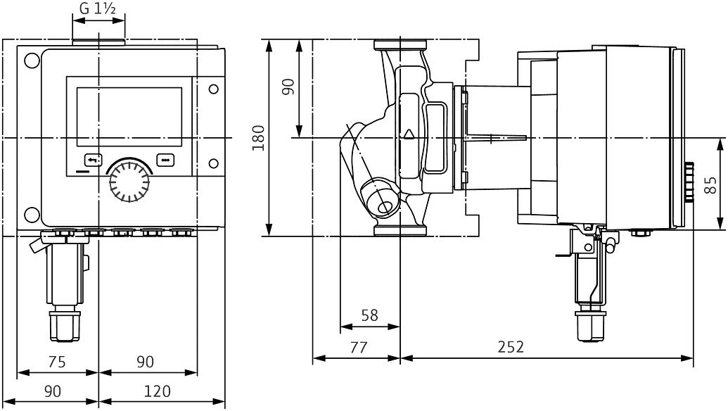 Wilo Stratos MAXO-Z 25/0,5-6 Hocheffizienz-Nassläuferpumpe mit Smart-Funktionen