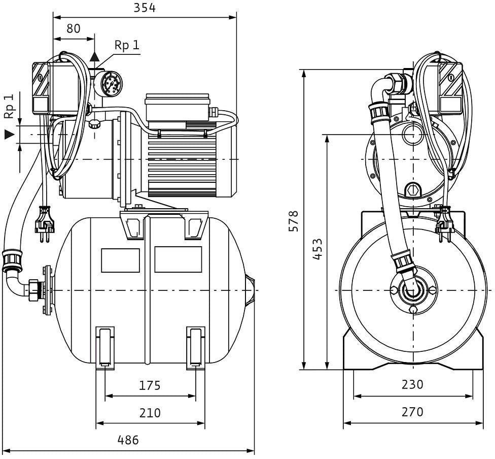 Wilo Hochdruck-Kreiselpumpe Jet HWJ 20 L 202 – 0,55 kW, IE2, Edelstahl, 6 bar