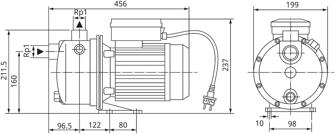 Wilo Hochdruck-Kreiselpumpe Jet WJ 202 – Selbstansaugend, 230 V, Edelstahl