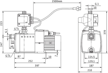 Wilo Hochdruck-Kreiselpumpe HiMulti 3 C 1-24 P, G1, 1x230V, 400W – Selbstansaugend mit HiControl 1