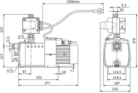 Wilo Hochdruck-Kreiselpumpe HiMulti 3 C 1-24 P, G1, 1x230V, 400W – Selbstansaugend mit HiControl 1