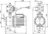 Wilo Hochdruck-Kreiselpumpe Jet FWJ 202 – selbstansaugend, 550 W, Edelstahl