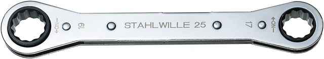 STAHLWILLE Ratschenringschlüssel 25, 7x8 mm, 12-Kant, 22 Zähne, 109 mm, verchromt