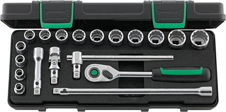 STAHLWILLE Steckschlüsselsatz 45/14/5i QR 19-teilig 3/8 Zoll SW 8-22 mm, 80 Zähne, 12-Kant