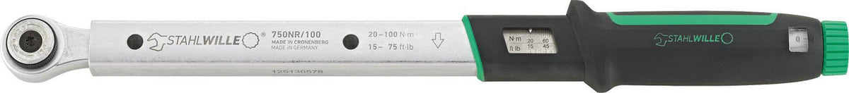 STAHLWILLE Drehmomentschlüssel 750NR/100 3/8 Zoll 20-100 Nm mit Doppel-Stopp-Signal