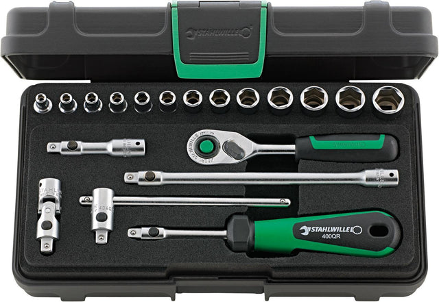 STAHLWILLE Steckschlüsselsatz 40/13/6QR 19-teilig 1/4 Zoll SW 3,5-13 mm 80 Zähne 6-Kant