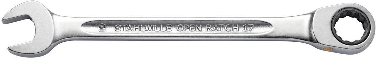 STAHLWILLE Maulringratschenschlüssel-Satz 17F/5, 5-teilig, SW 8-19 mm, flache Ausführung, 72 Zähne, in Rolltasche